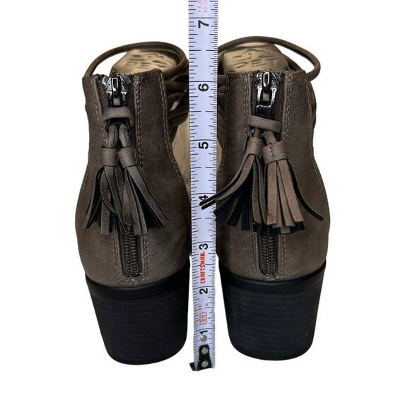 Toetos Womens Ivy_01 Fashion Block Heeled Sandals Size 10 Taupe Zip Back - Picture 9 of 16